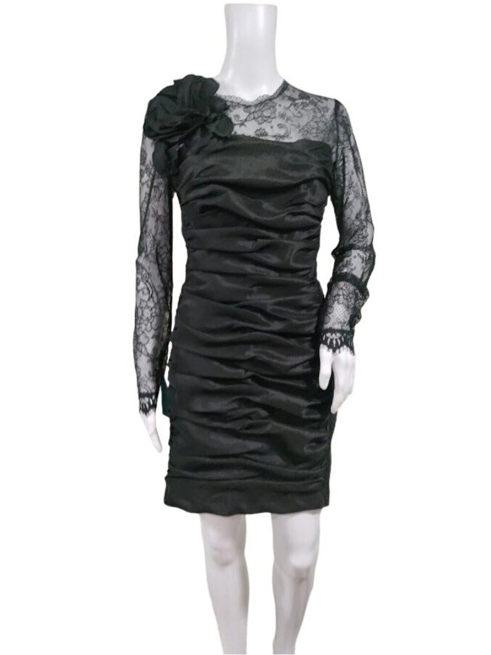 Vintage Jessica McClintock Lace Taffeta Ruched Mini Prom Dress 10 - Picture 2 of 15